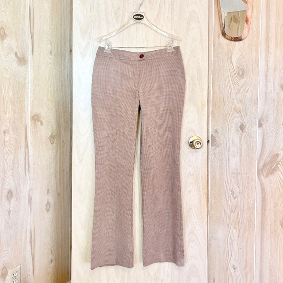 Vintage Medium Tan Plaid High Waist Flare Pants - Picture 1 of 7